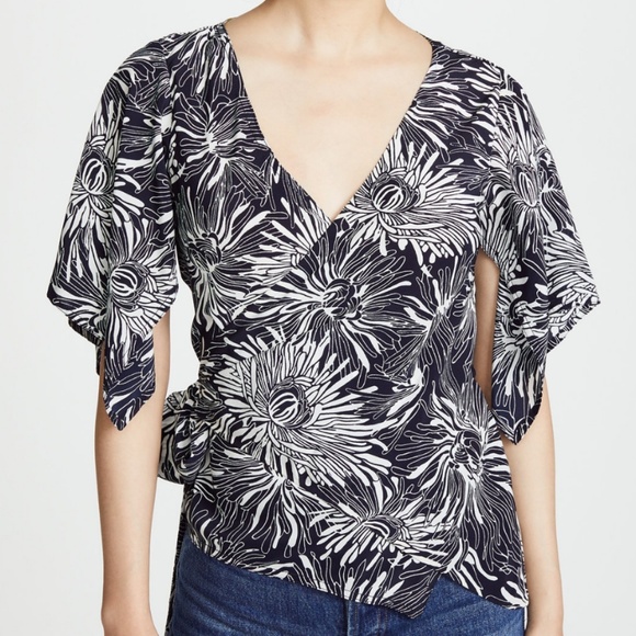 Diane Von Furstenberg Tops - Diane Von Furstenberg Wrap Shirt Worsley Navy